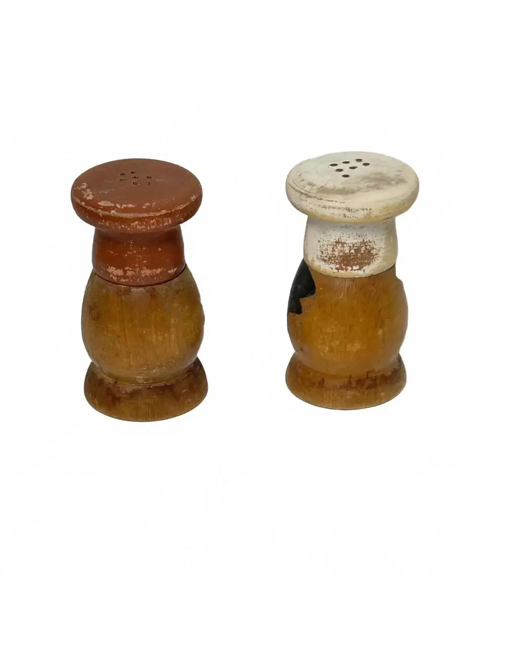 Vintage Hand-Painted Wooden Chef Salt and Pepper Shakers